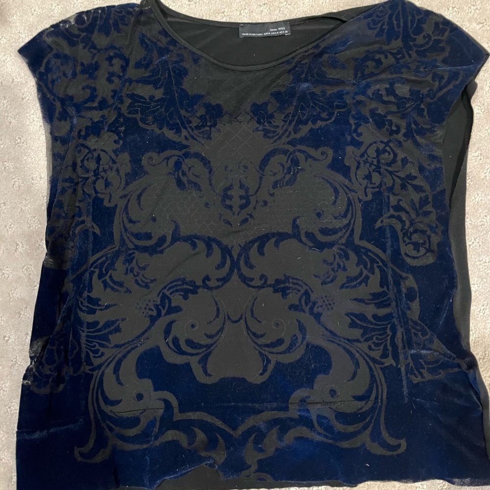 Zara velvet burn out t shirt